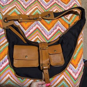 Free people Black and Tan Belt Bag with Pockets